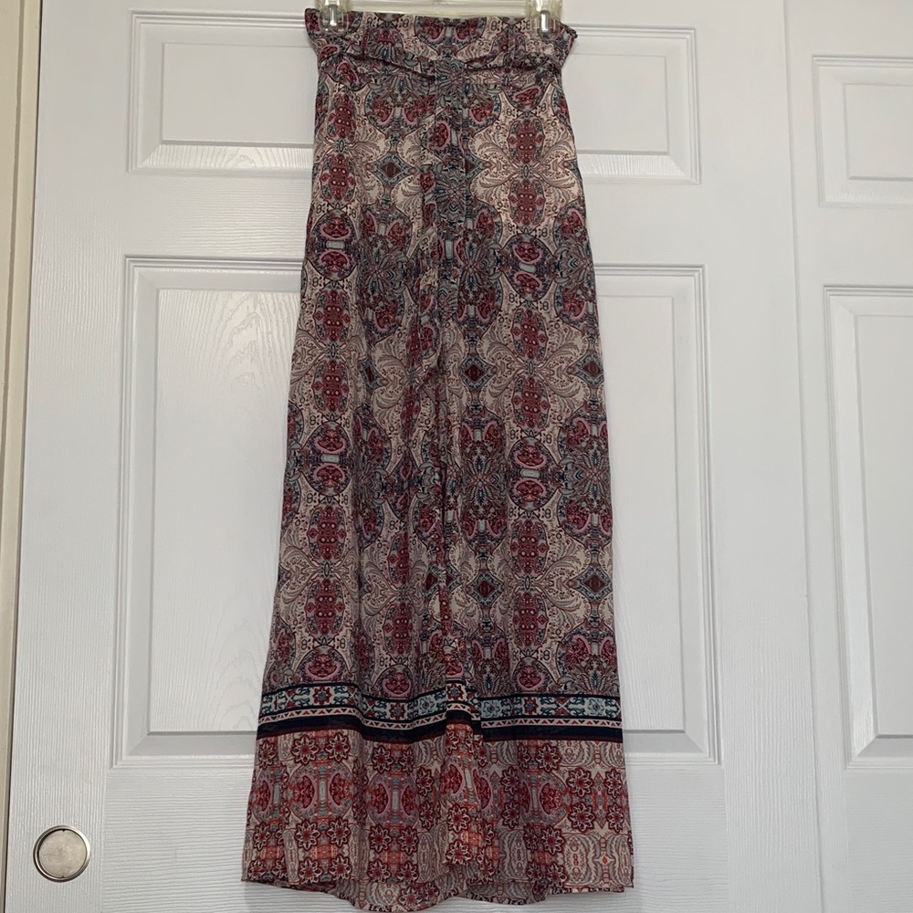 Truth NYC Wide Leg Palazzo Pants Flowy Feminine Pull-on Bohemian Tie Detail